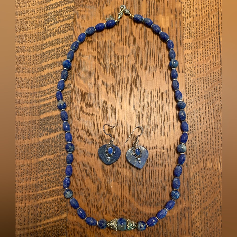 Lapis Lazuli Vintage Necklace and Earrings